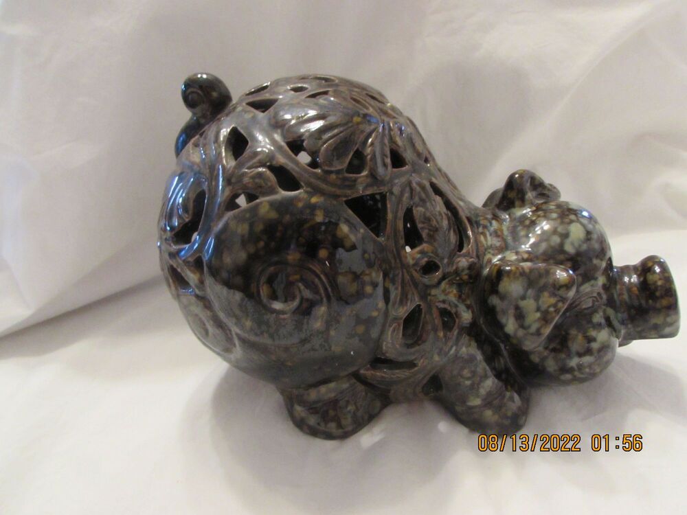 Large Pig Tea Light Candle Holder brown